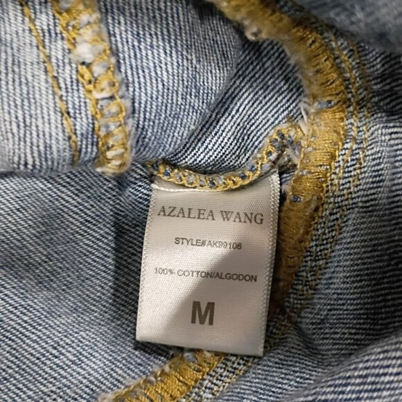 Azalea Wang  Blue Denim Ruffled Peplum Jacket Size Medium 100% Cotton - Picture 6 of 12